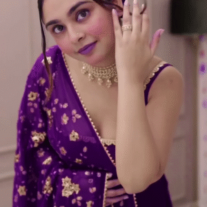 heavy purple anarkali set with embroidered dupatta