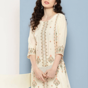 Off White Floral Printed Kurta – Effortless Elegance in Soft Florals